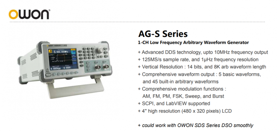 AG-S Series 1-CH Low Frequency Arbitrary Waveform Generator