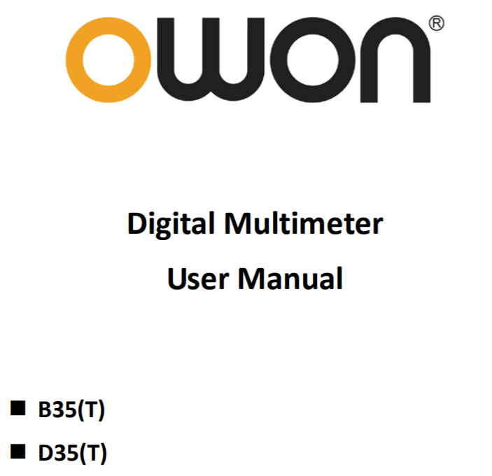 Digital Multimeter User Manual B35(T) D35(T)