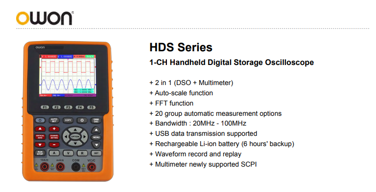 HDS Series 1-CH Handheld Digital Storage Oscilloscope